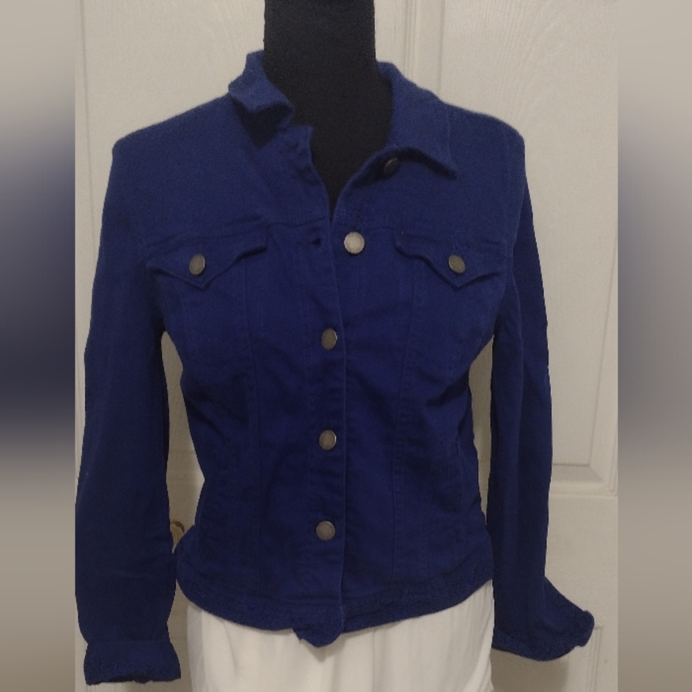 Women's Style &Co cobalt blue jacket 4 pockets MP spandex